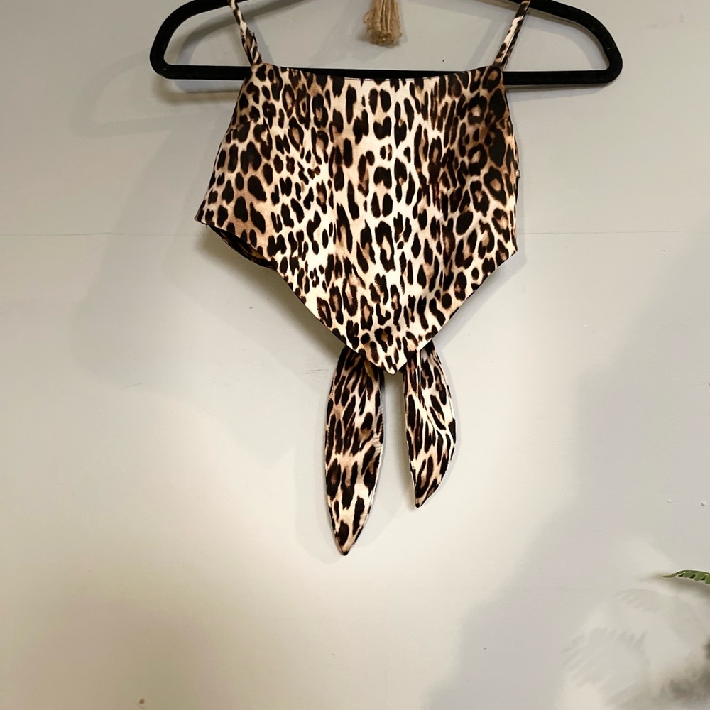 Satin cheetah crop top